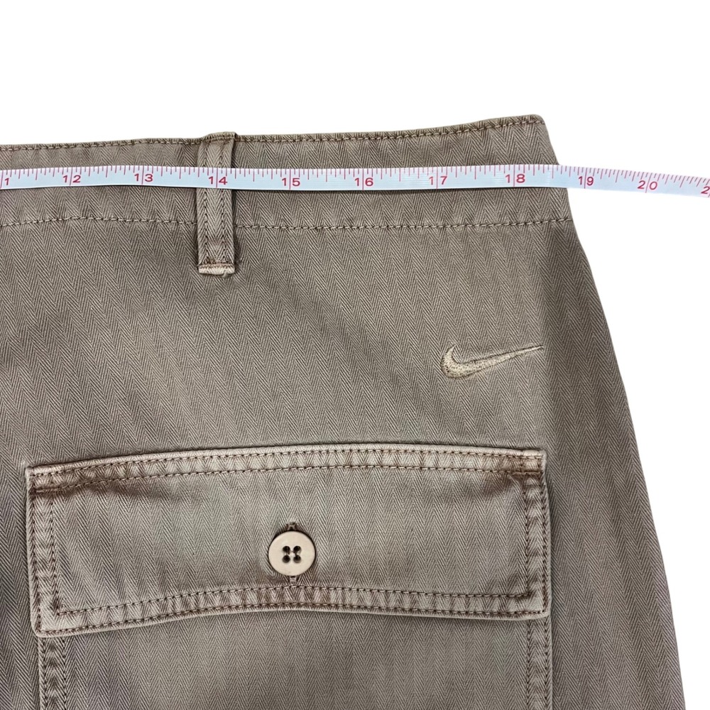 Nike Life Mens Herringbone Chino Pants Khaki Brown Loose Fit Straight Leg 38 NEW - Picture 8 of 11